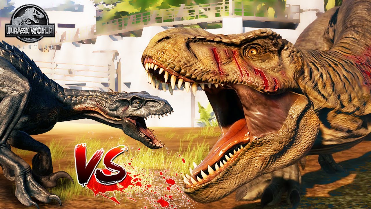Tyrannosaurus Rex Vs Indominus Rex,Indoraptor,Triceratops - Jurassic World Evolution 🌍