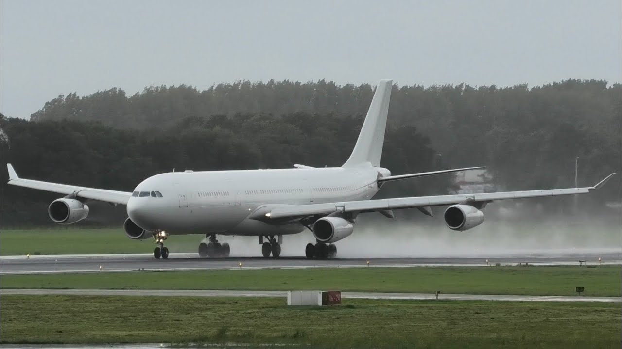Hifly Airbus A340-300 Wet Take Off Rotterdam Airport