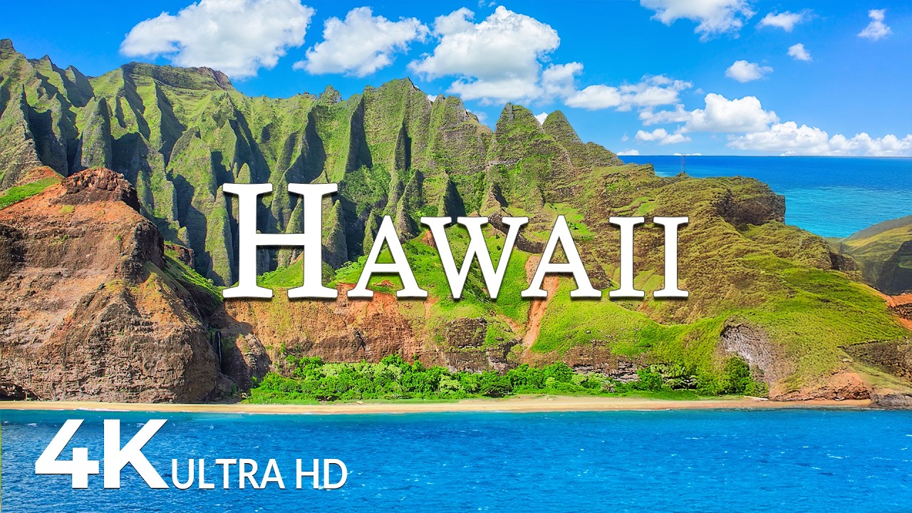 FLYING OVER HAWAII (4K UHD) &ndash; Soothing Music Along With Beautiful Nature Video - 4K Video ULTRA HD