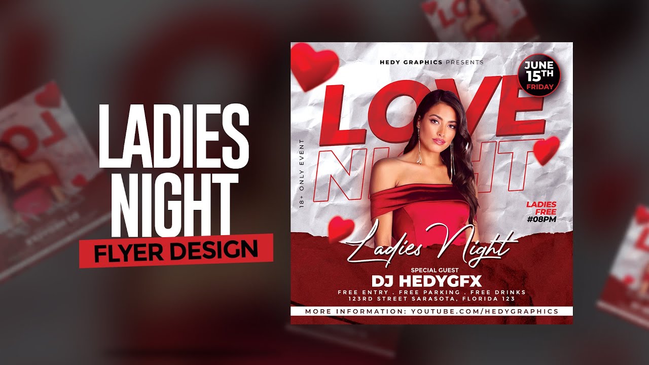 How to Design Ladies Night Flyer on Adobe PhotoShop ( FREE DOWNLOAD )