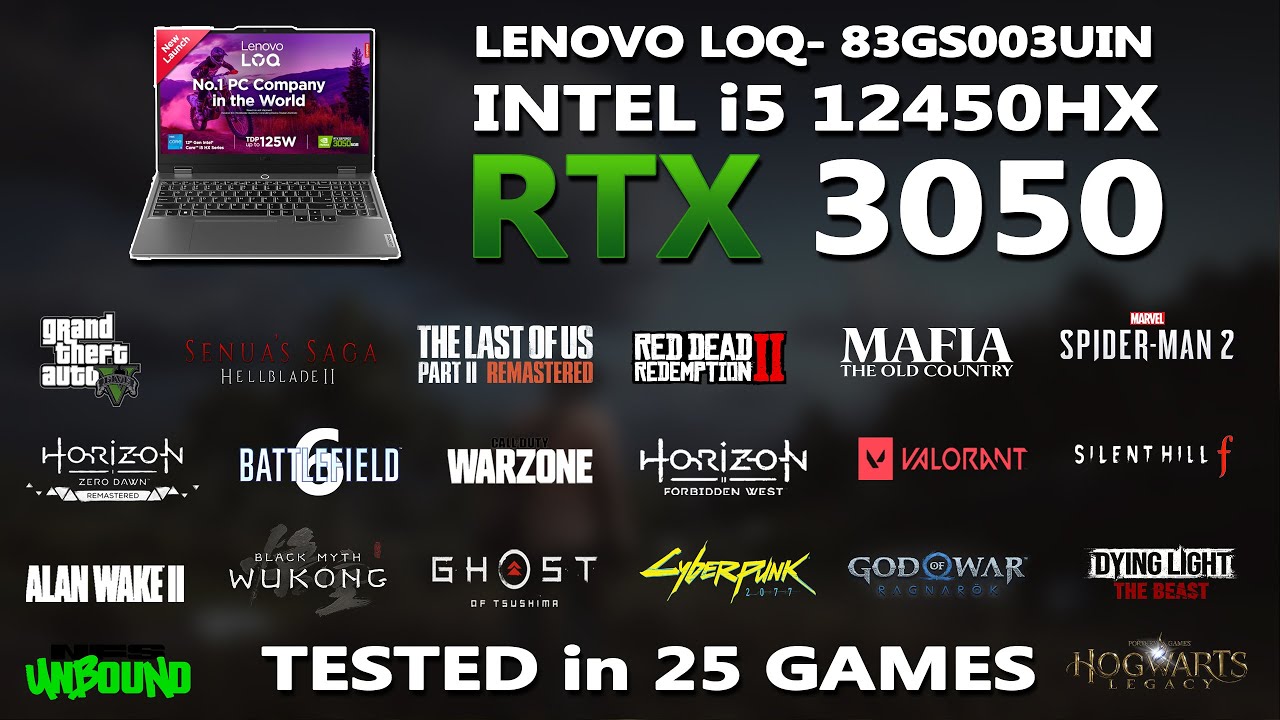 LENOVO LOQ &mdash; игровой тест Intel i5 12450HX + RTX 3050 6 ГБ | Протестировано в 25 играх | RTX 3050 |