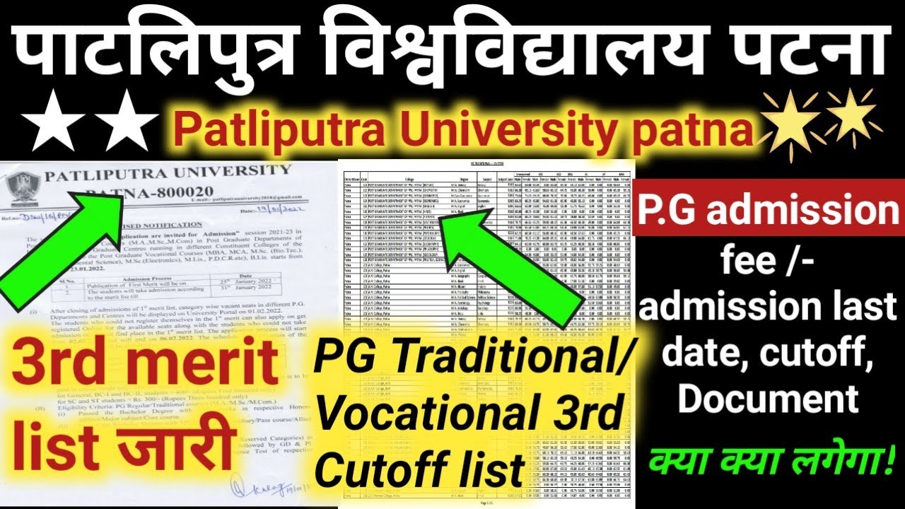 ppu pg admission 2022 | cutoff list |admission last date | document kya kya lagega |