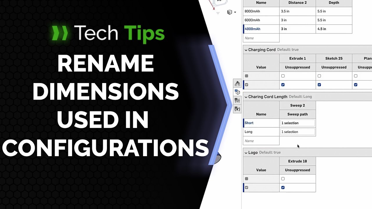 How to Name Dimensions Used in Configuration Inputs in Onshape - Tech Tip