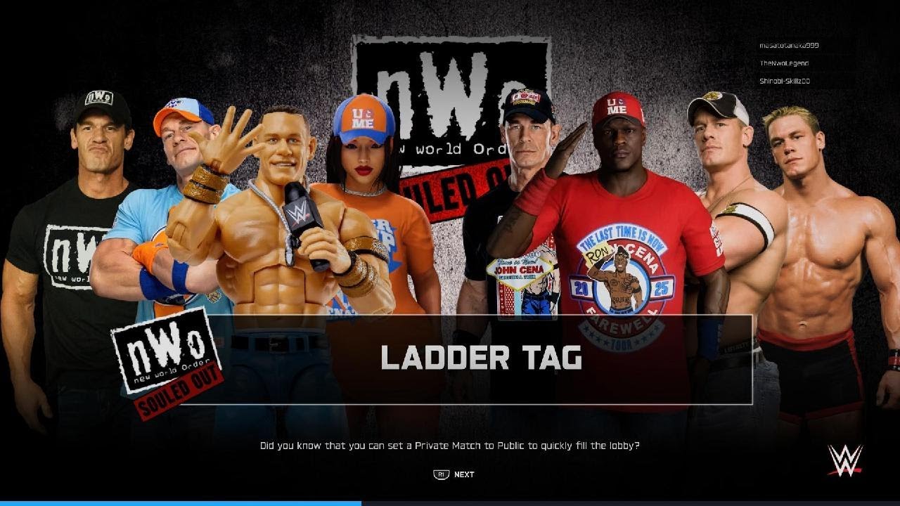 WWE 2K25 4v4 John Cena tornado  ladder tag match