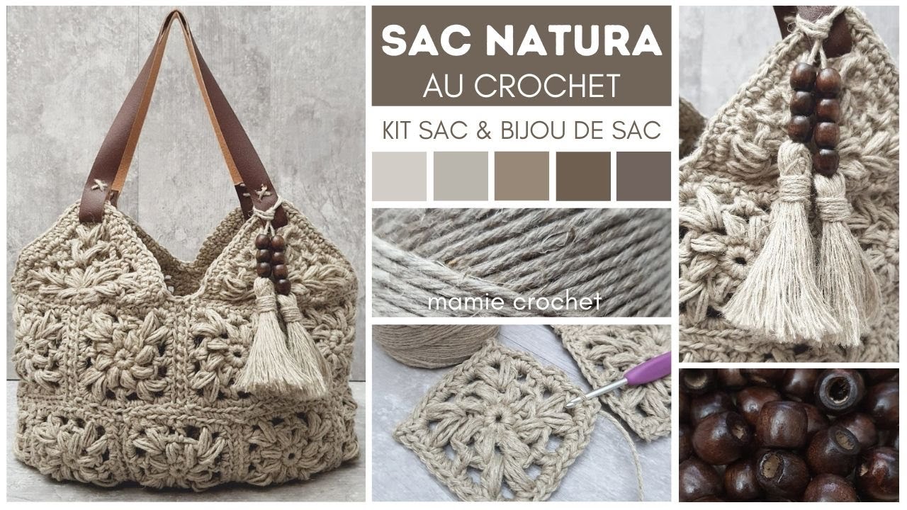 Comment faire UN SAC NATURA IMITATION CORDE KIT COMPLET  CROCHET BOHEME TUTO pas a pas #mamiecrochet