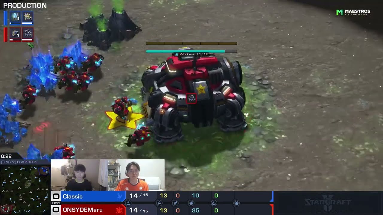 Serral, Maru, Classic, herO, Rogue, and Clem in the $20,000 Maestros of the Game Playoffs Day 3