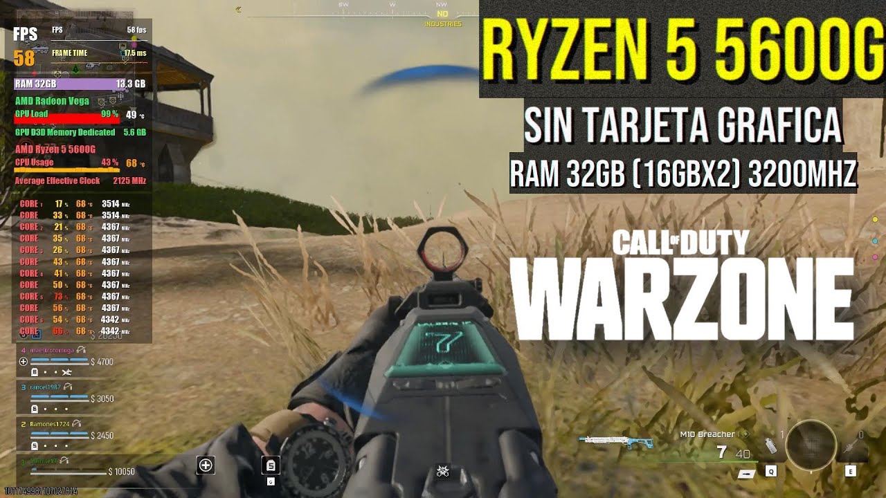 Call of Duty: Warzone - Ryzen 5 5600G & 32GB DDR4 (16GBx2) 3200Mhz - 8GB VRAM