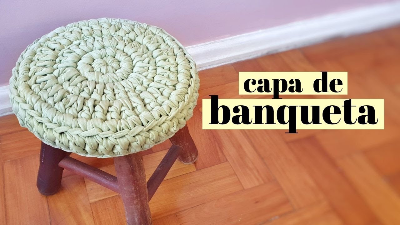 Como fazer Capa de banquinho com fio de malha | por Ju quem fez