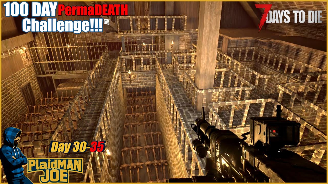 Zombie Maze Barn Base - Days 30-35 - 7 Days to Die 2.0 Permadeath