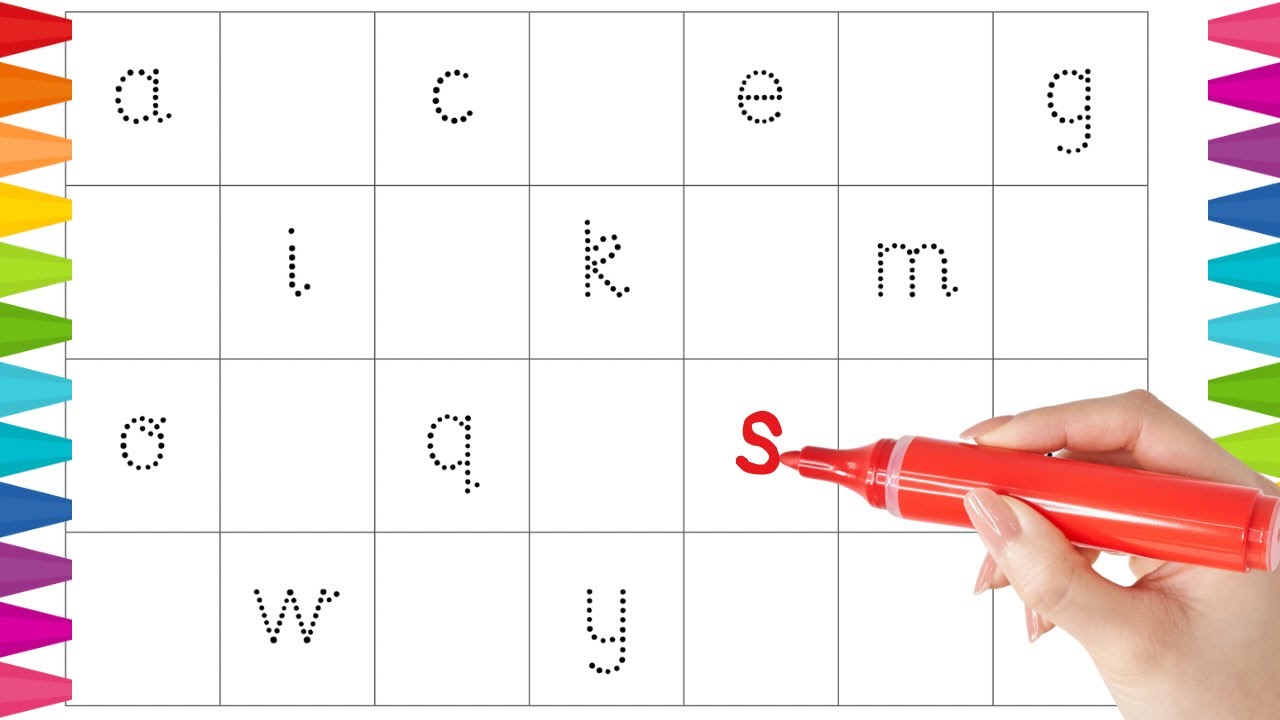 Alphabet, ABC song, ABCD, A to Z, Kids rhymes, collection for writing along dotted lines for toddler