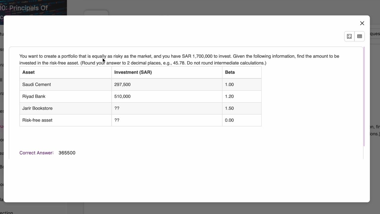 Portfolio Investment in Risk-free Asset