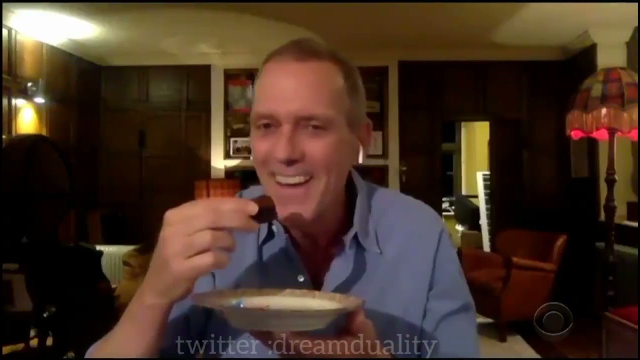 hugh laurie being chaotic during online meetings