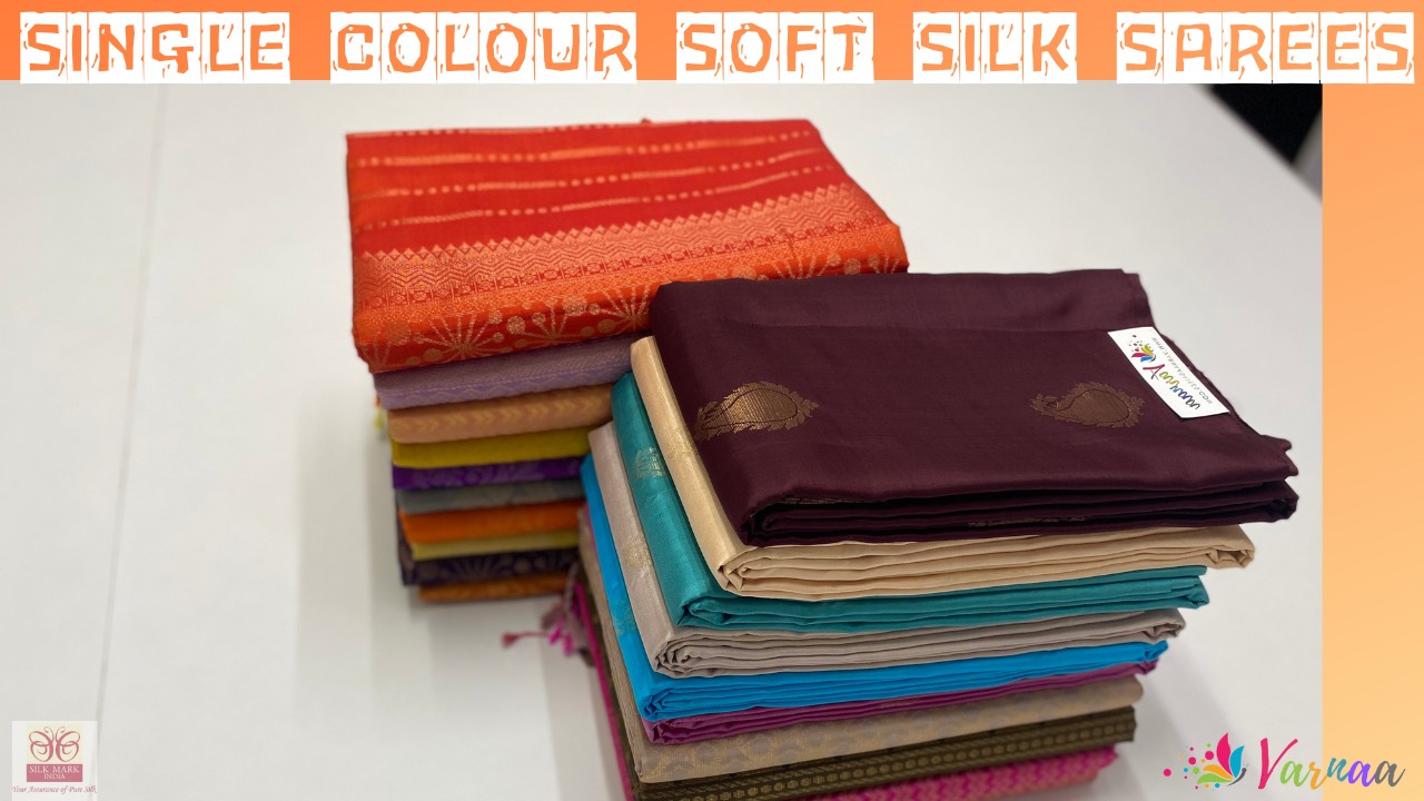Single color soft silk sarees | soft silk sarees with price | Varnaa Soft Silk Sarees Sirumugai