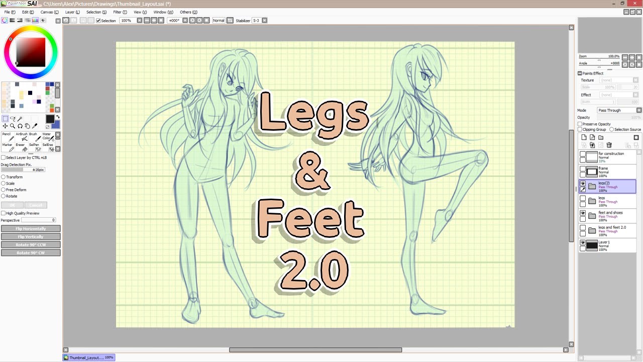 Drawing Tutorial - Legs and Feet 2.0 [SAI]