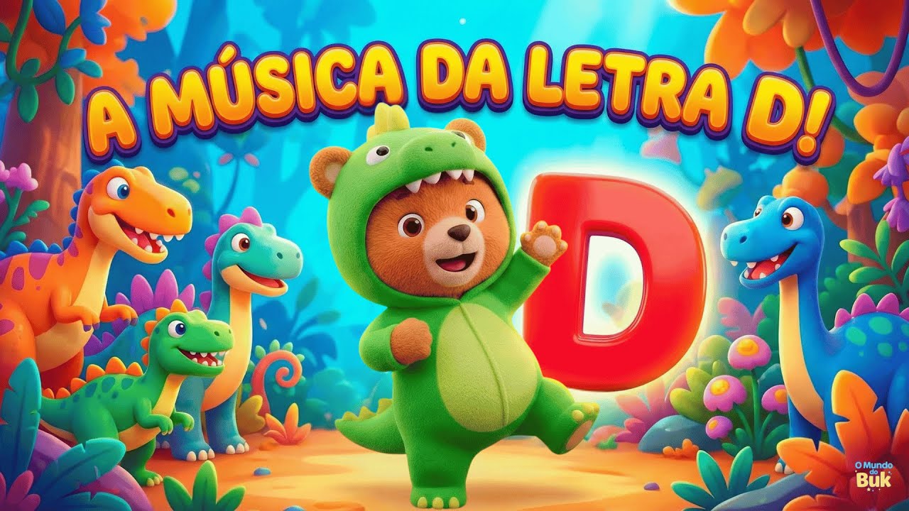 Aprenda a Letra D com o Urso Buk! 🦖 (Dinossauro e Diversão) - ABC Infantil