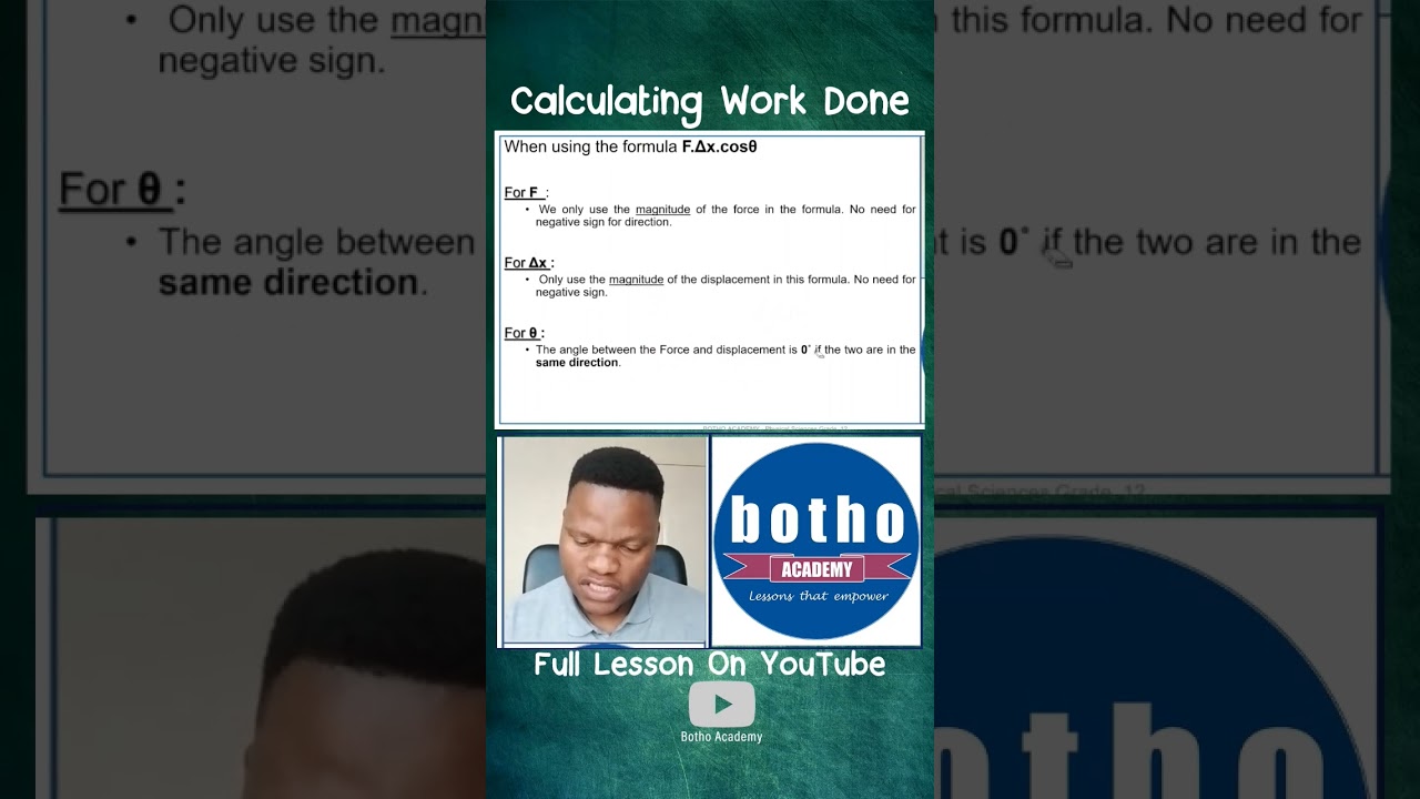 Physical Sciences Gr 12 | Work, Energy & Power | Claculating Work Done #matric #physicalsciences