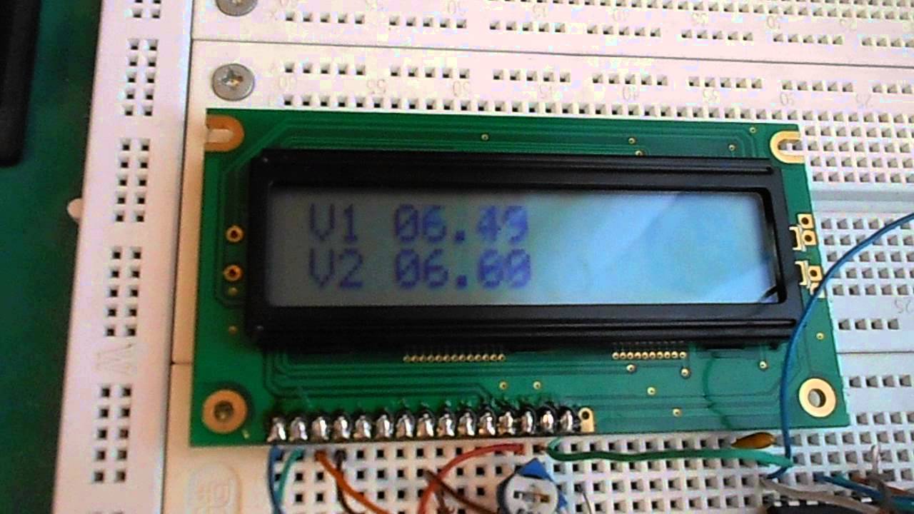 Attiny13 + 74CH595 + LCD on HD44780 = 2 Channel Voltmeter testing