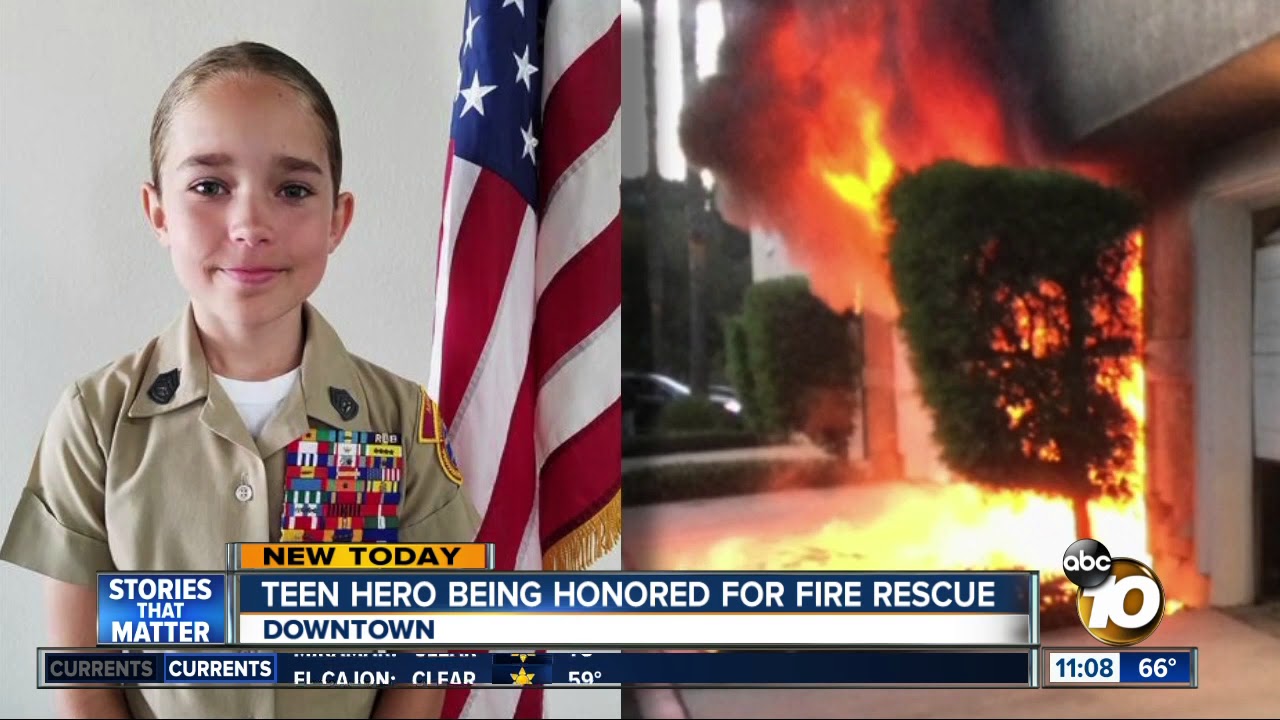 Teen hero honored for fire rescue