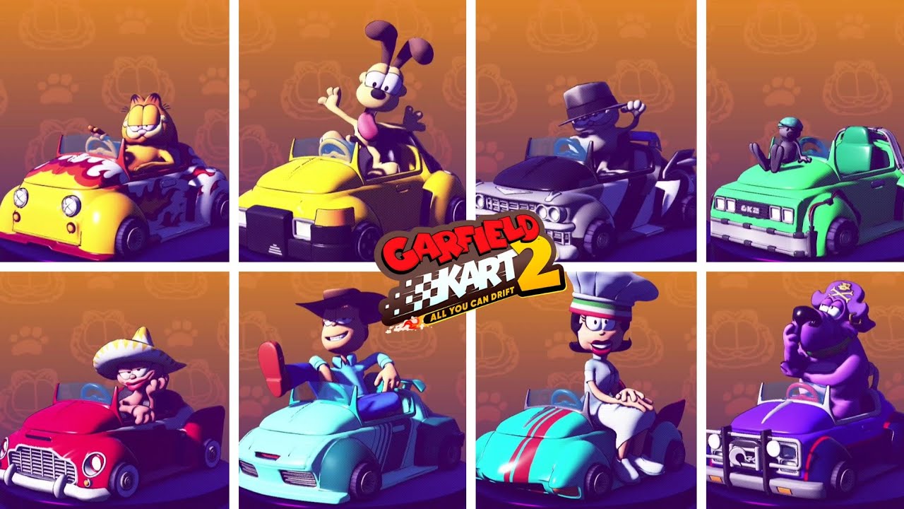 Garfield Kart 2 - All You Can Drift | All Characters Free Races with a Perfect Car Setup