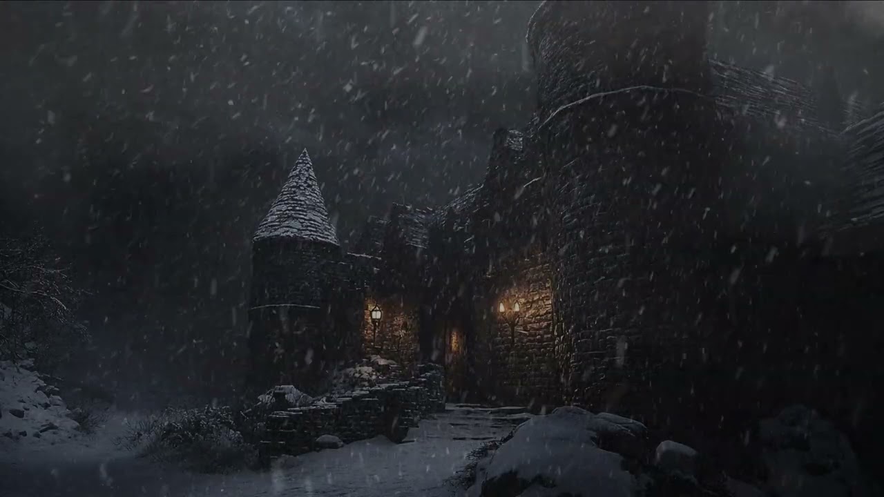 10 Hours of Eerie Castle Howling Blizzard Winds Will Test Your Courage: Deep Restful Sleep Awaits!