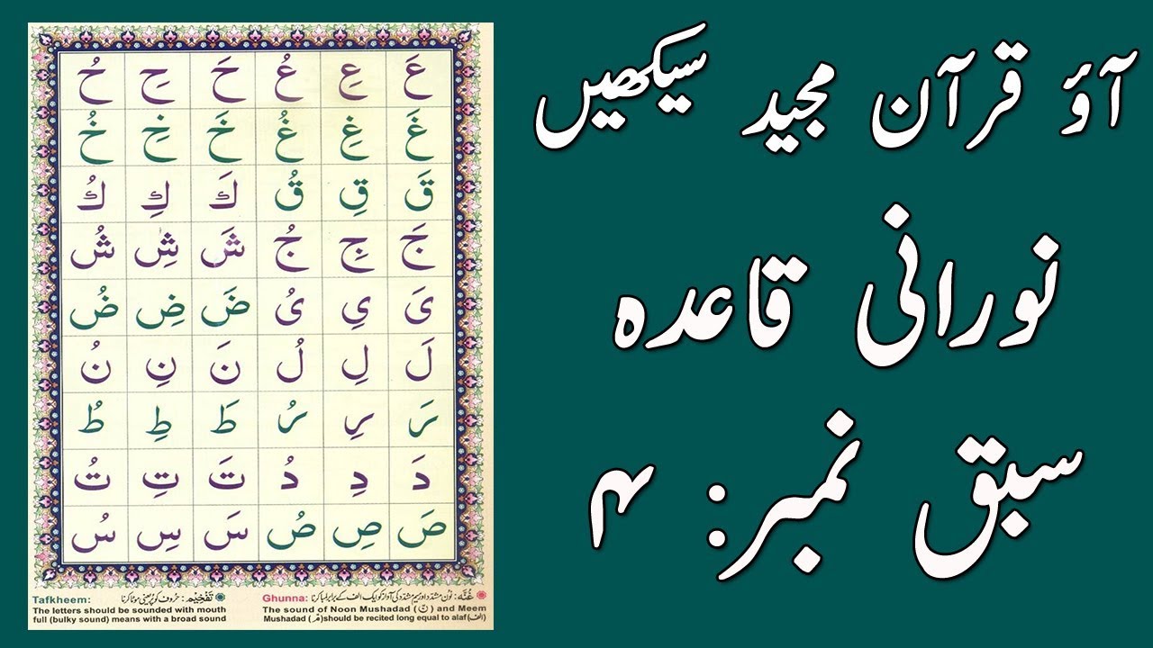 Noorani Qaida Lesson 4 Full In Urdu/Hindi