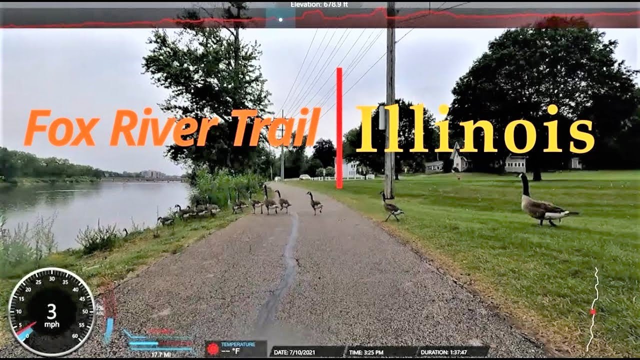 Fox River Trail   [2k 60 fps] , Illinois Bicycle Riding in the rain