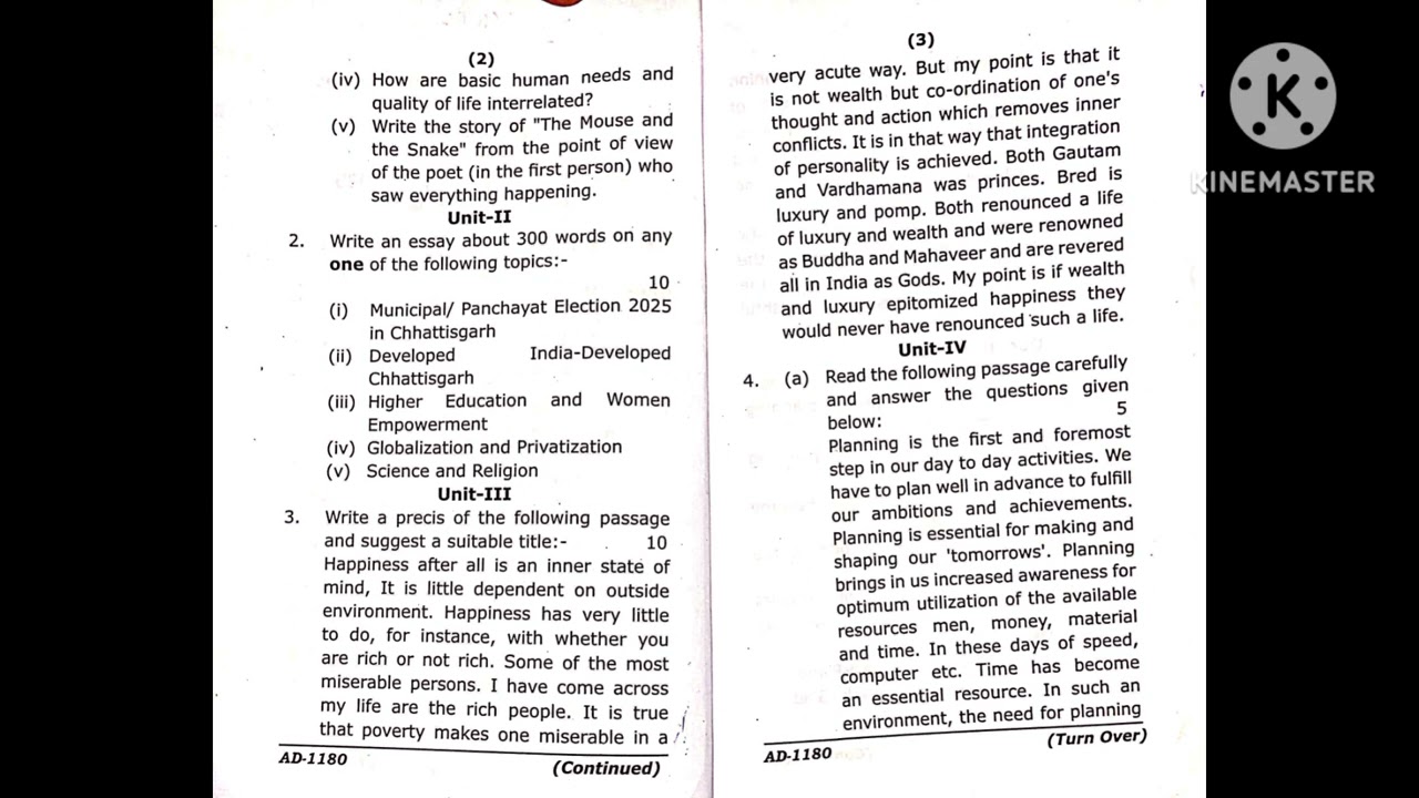 Snpv questions paper #ba English 2025&lrm;⁨@SnpvRaigarh⁩&nbsp; final year question paper BA English # Raigarh