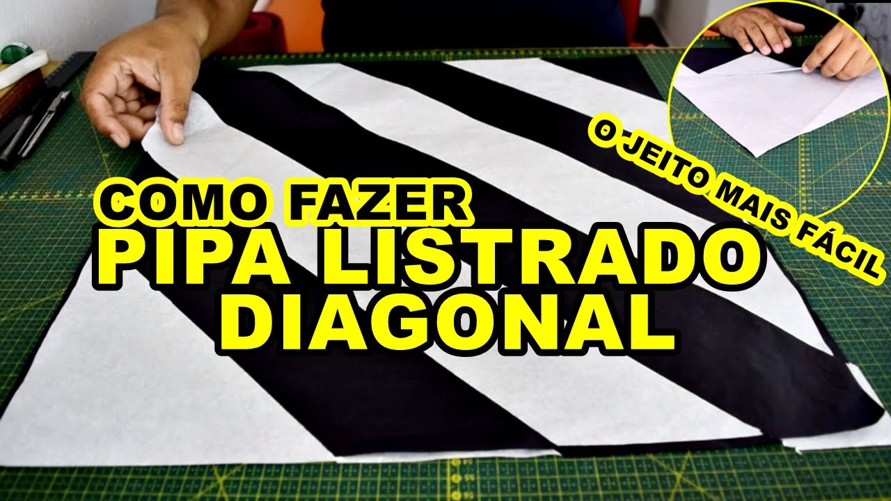 Pipa Listrado em Diagonal Corte e Recorte das Antigas | Como Fazer | Escola de Pipeiros