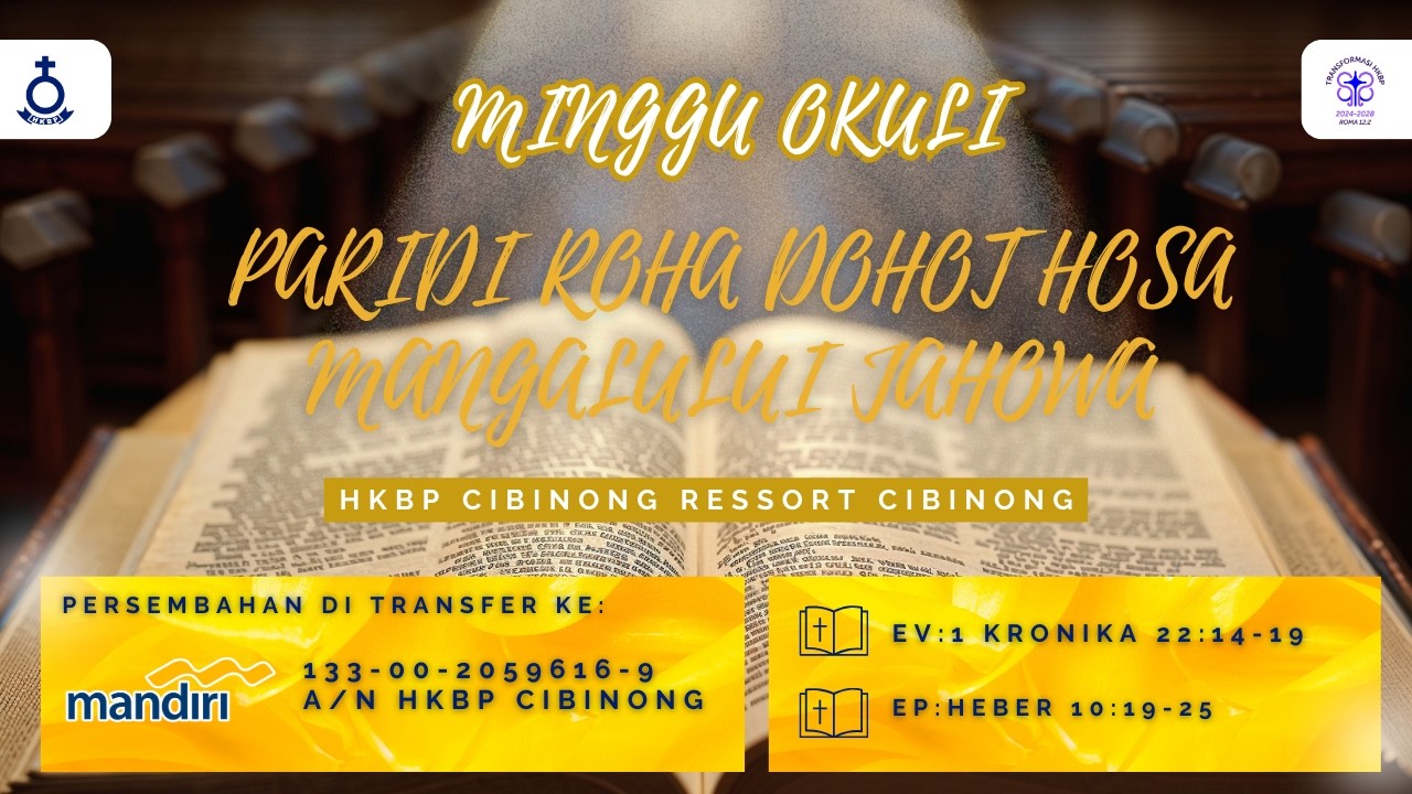 IBADAH MINGGU OKULI (MINGGU,  08 MARET 2026 PKL 10.00 WIB)