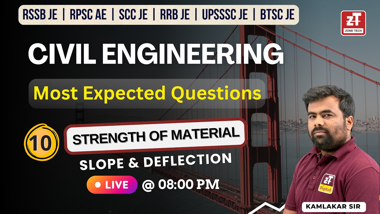 10.STRENGTH OF MATERIAL | Most Expected Questions | RSSB JE | RPSC AE | SCC JE | RRB JE II ZONETECH