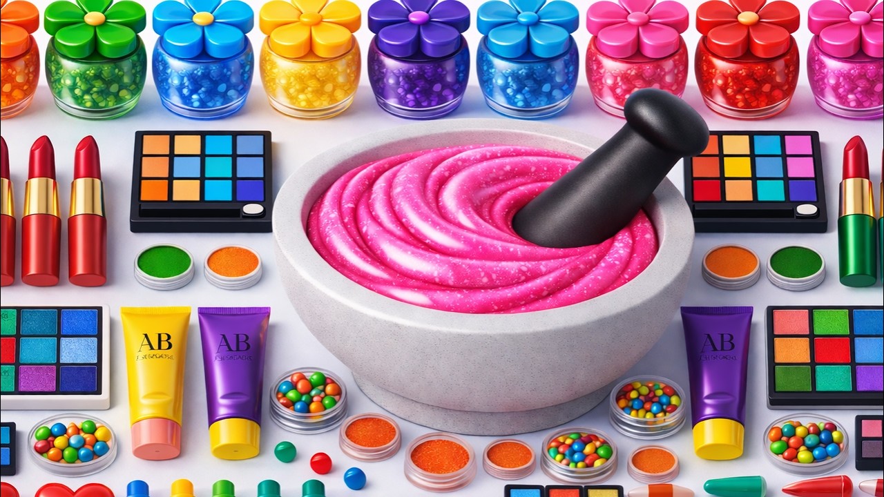 Satisfying Slime ASMR Video | DIY How To Make Blink Pink Slime Mixing Makeup Lipstick BB Cream