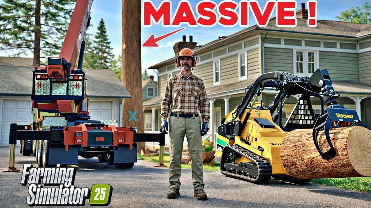 Massive Redwood Tree Removal in Farming Simulator 25 | Extreme Crane Work