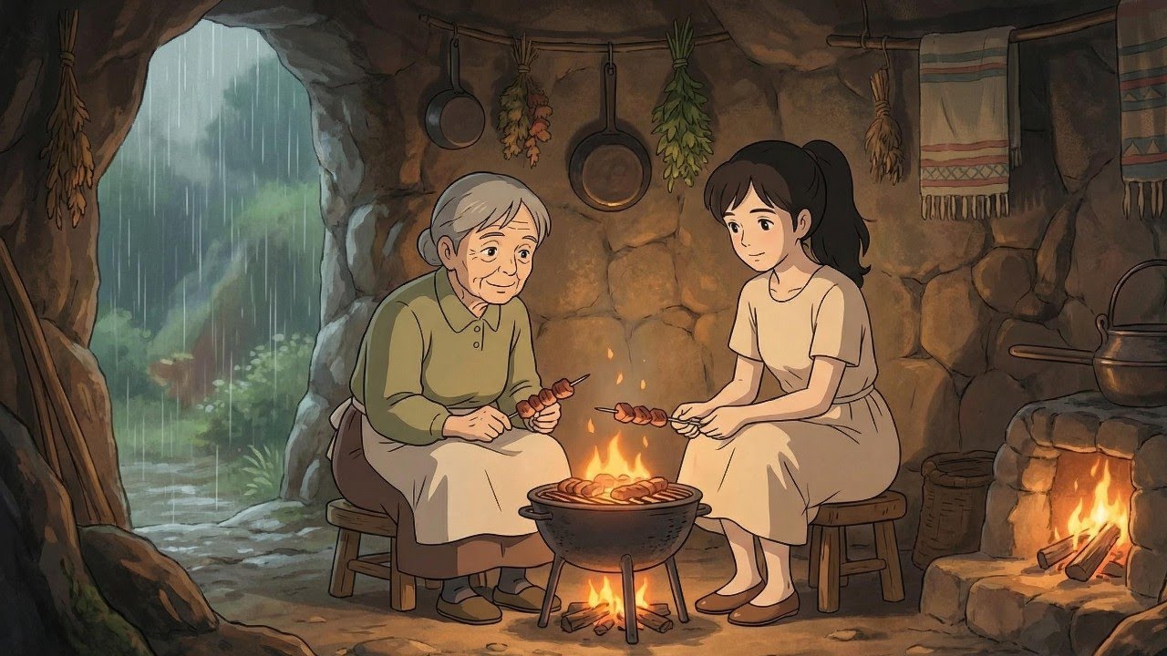 A Quiet Life Inside the Mountain Cave | Anime Village Life