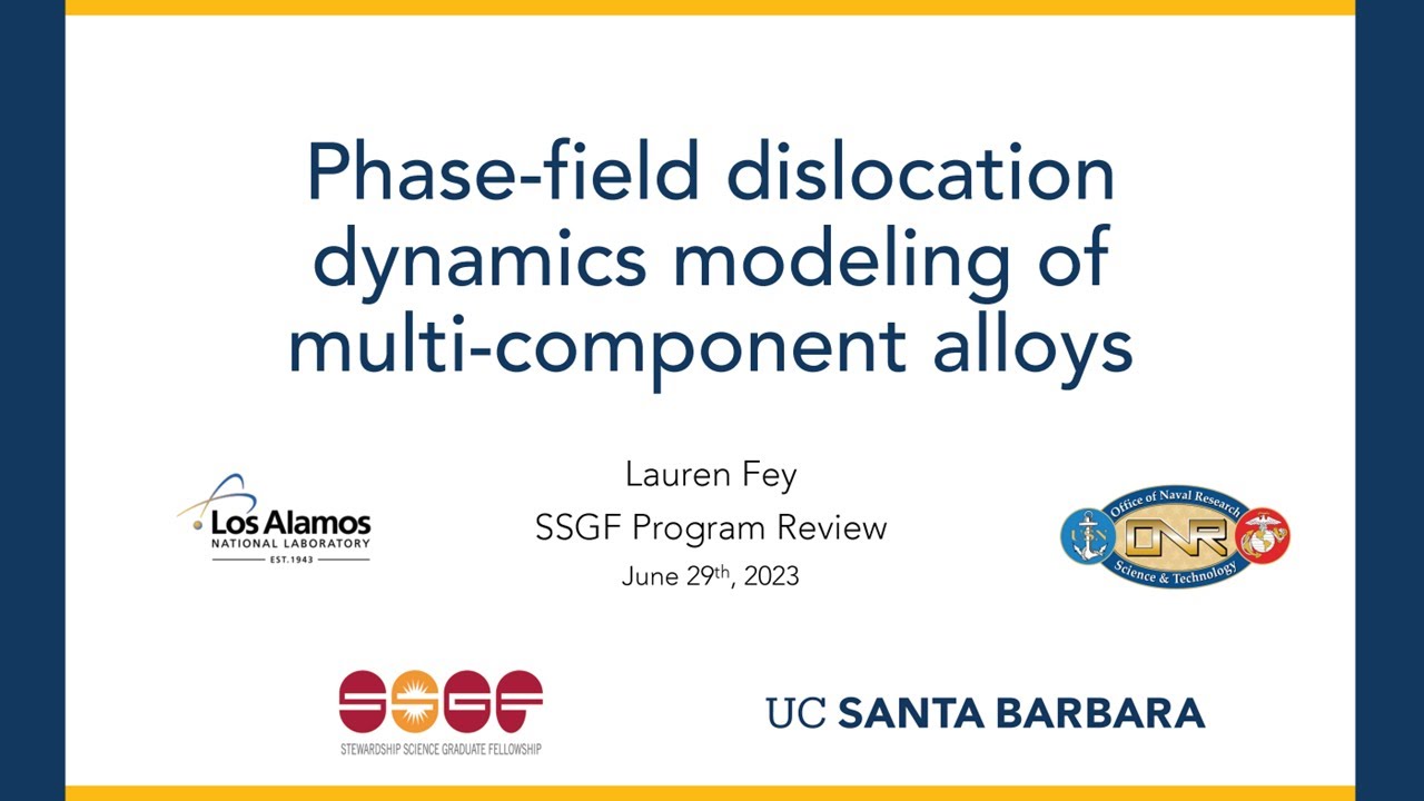 DOE NNSA SSGF 2023: Phase-Field Dislocation Dynamics Modeling of Multi-Component Alloys