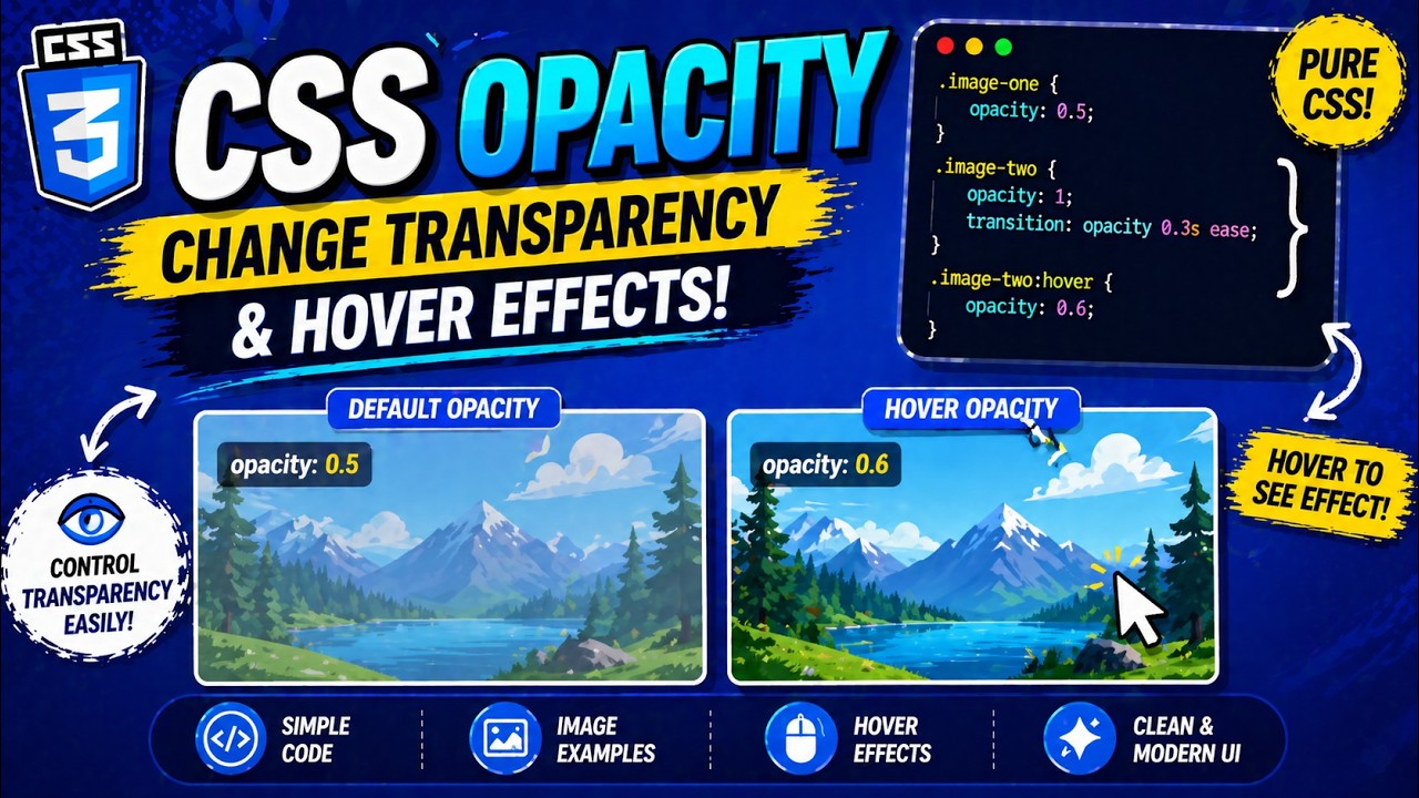 CSS || OPACITY - DEFAULT, CHANGE THE TRANSPARANCY ON MOUSE HOVER || TUTORIAL.