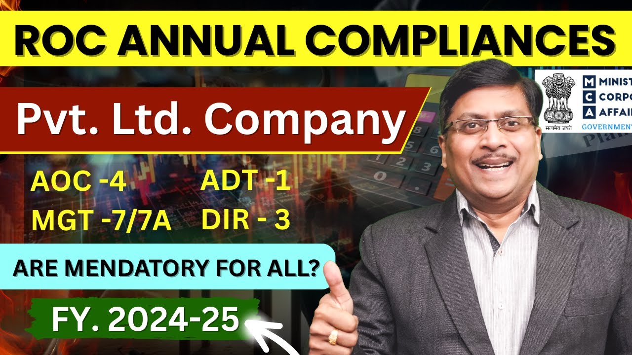 ROC Annual Compliances FY 2024-25 | Legal Compliances for Pvt Ltd Co. | ROC Compliances for Pvt Ltd