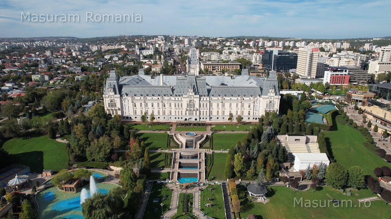 Cinematic flight over Iasi, Romania, 4K, calm serene music
