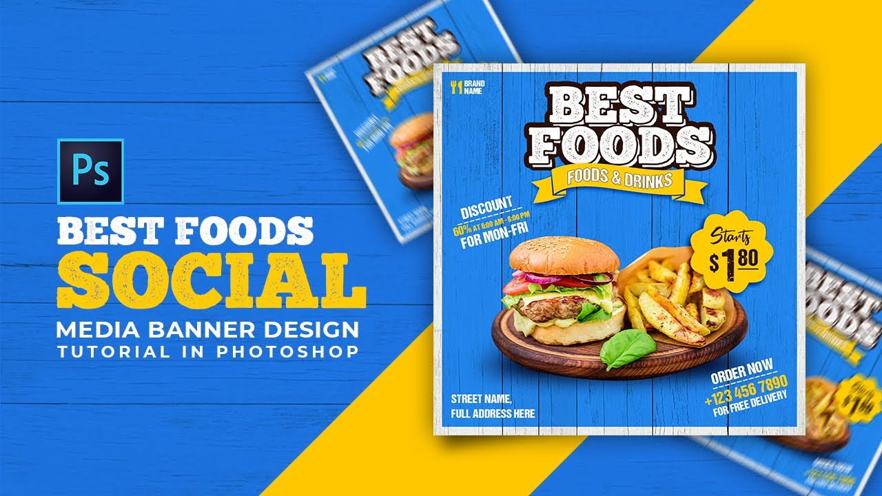 Food Social Media Banner Design | Adobe Photoshop Tutorial | Speed Art | Grafix Mentor