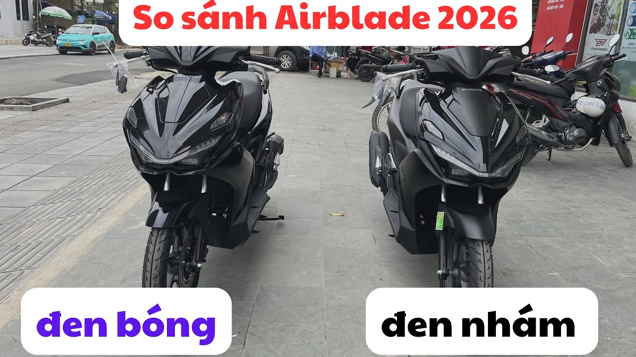 So sánh Airblade đen bóng vs Airblade đen nhám. Chi tiết Airblade 2026 màu đen bóng và đen nhám 125