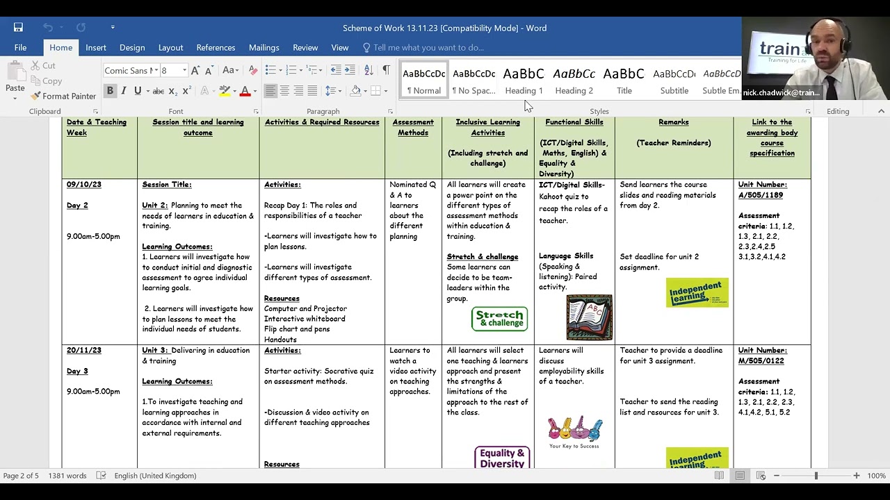 How to create a Scheme of Work Video
