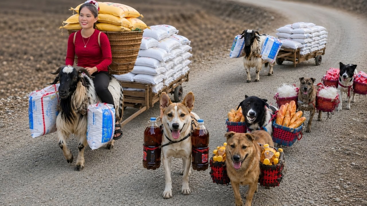 A Special Market Day with My Loyal Dogs and Goat | Survival Forest Life