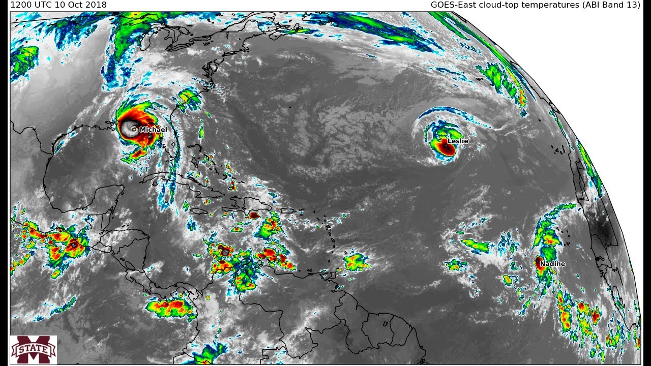 GOES-16 satellite animation of the 2018 Atlantic hurricane season