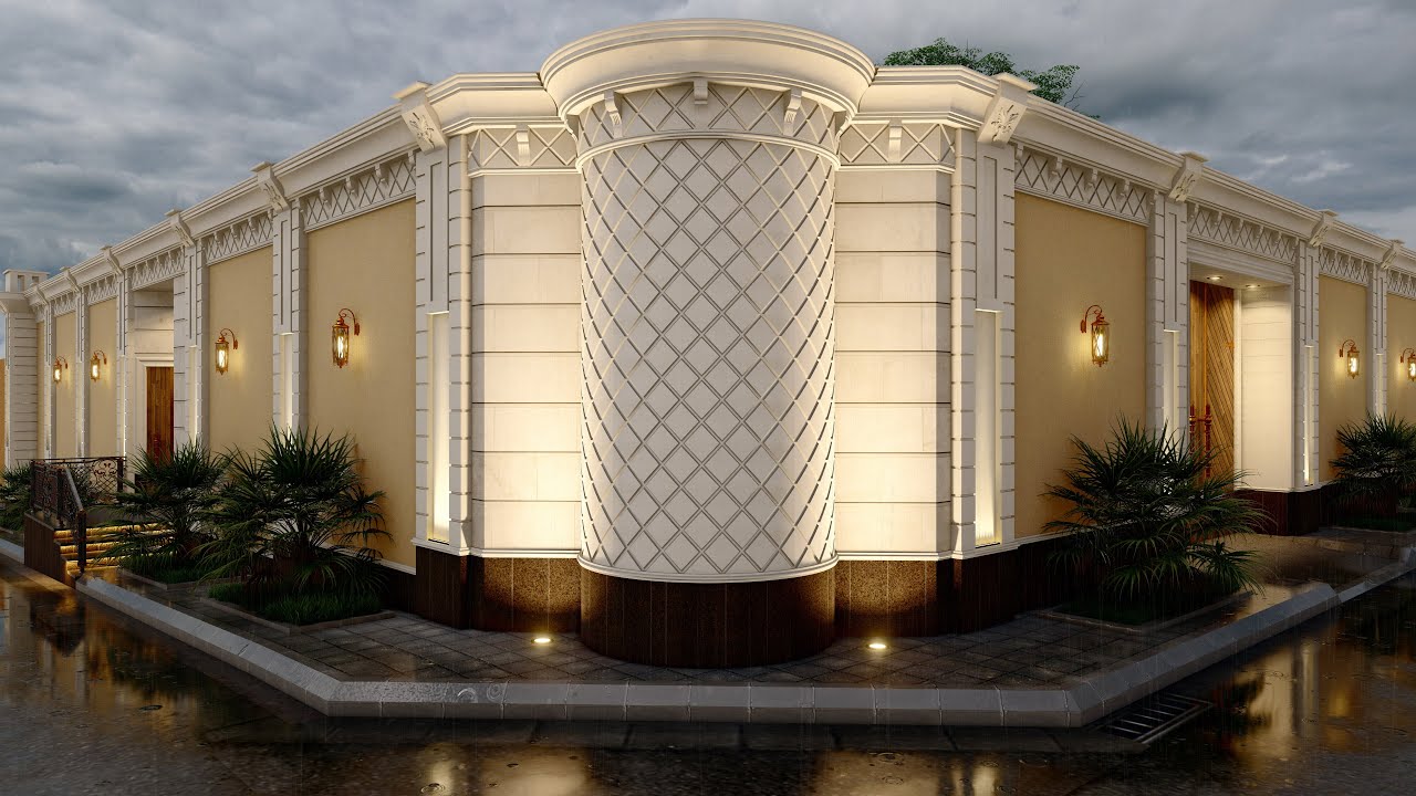 #تغطية #تصميم واجهة سور حجر مع بروفايل #السعودية #الرياض || Wall facade design