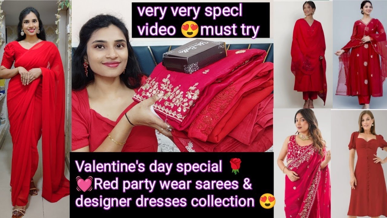 valentine's day special 💖🌹 trending party wear sarees, kurtisets collection 😍#must try@amazon  