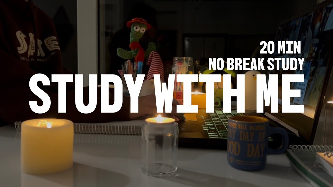 Cozy Night Study With Me 🌙 | 20 Min Real-Time Focus (No Break)