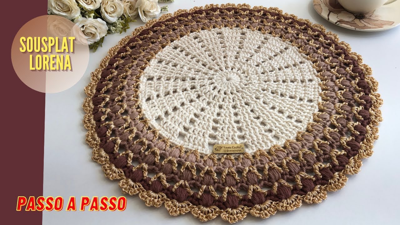 Sousplat em crochê Lorena | Lugar americano de crochê | Passo a passo