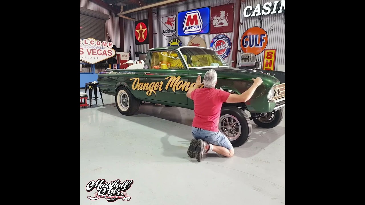signwriting @seven82motors 1961 Ranchero gasser. gild leaf and 1Shot enamel.
