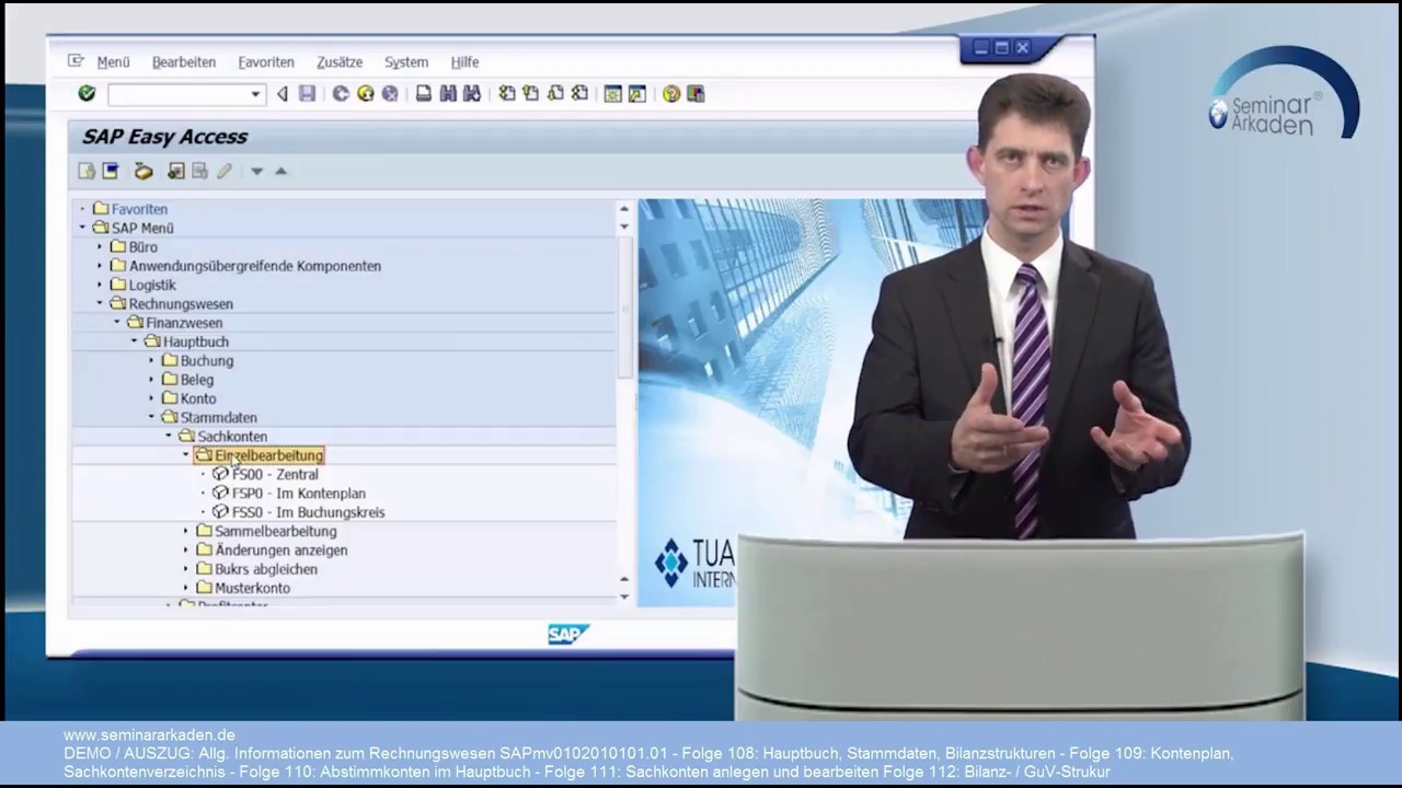 DEMO / Auschnitte SAP Finanzwesen - Allgemeines und Hauptbuch mit den Folgen 108- bis 112