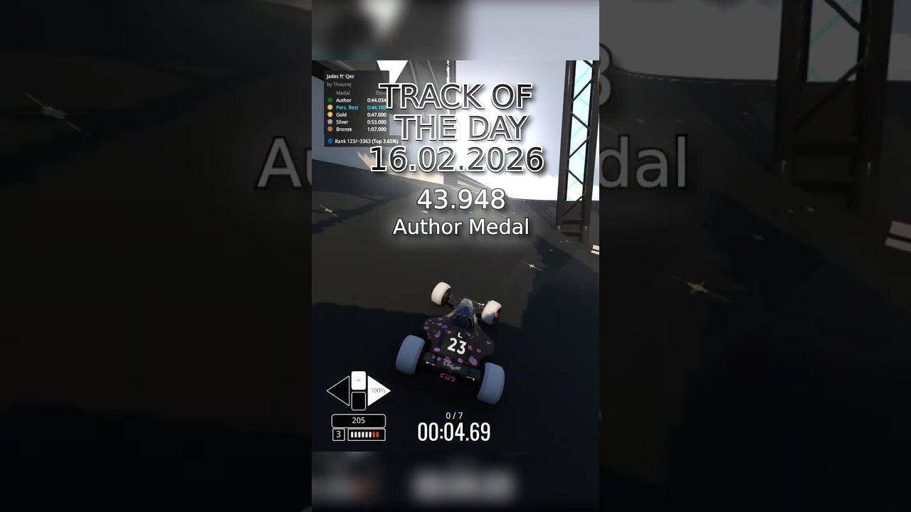 Trackmania TOTD 16.02.26 (Jades) 43.948 Author Medal #gaming #trackmania #racing