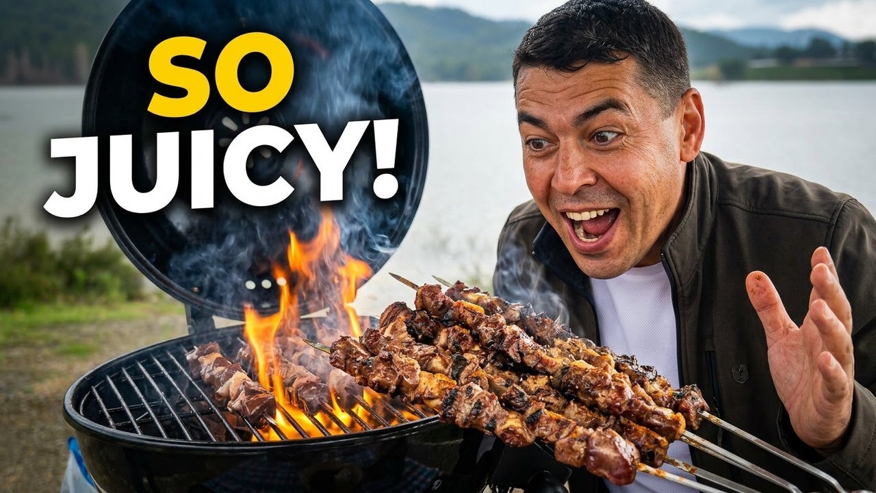 Turkish Liver Kebab Over Open Fire &mdash; Campfire Cooking Recipe